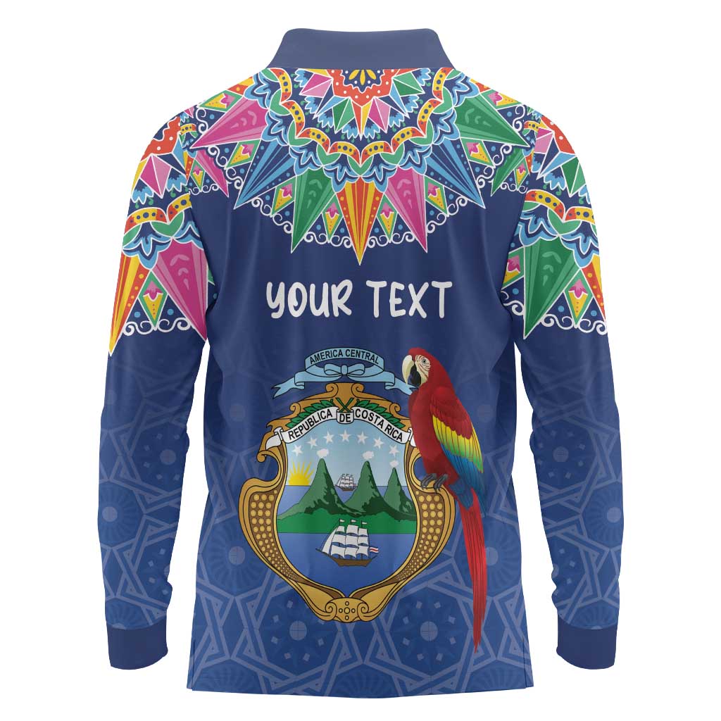 Pura Vida Costa Rica Personalized Long Sleeve Polo Shirt Oxcart Ornate Inspired - Wonder Print Shop