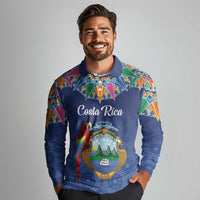 Pura Vida Costa Rica Personalized Long Sleeve Polo Shirt Oxcart Ornate Inspired - Wonder Print Shop