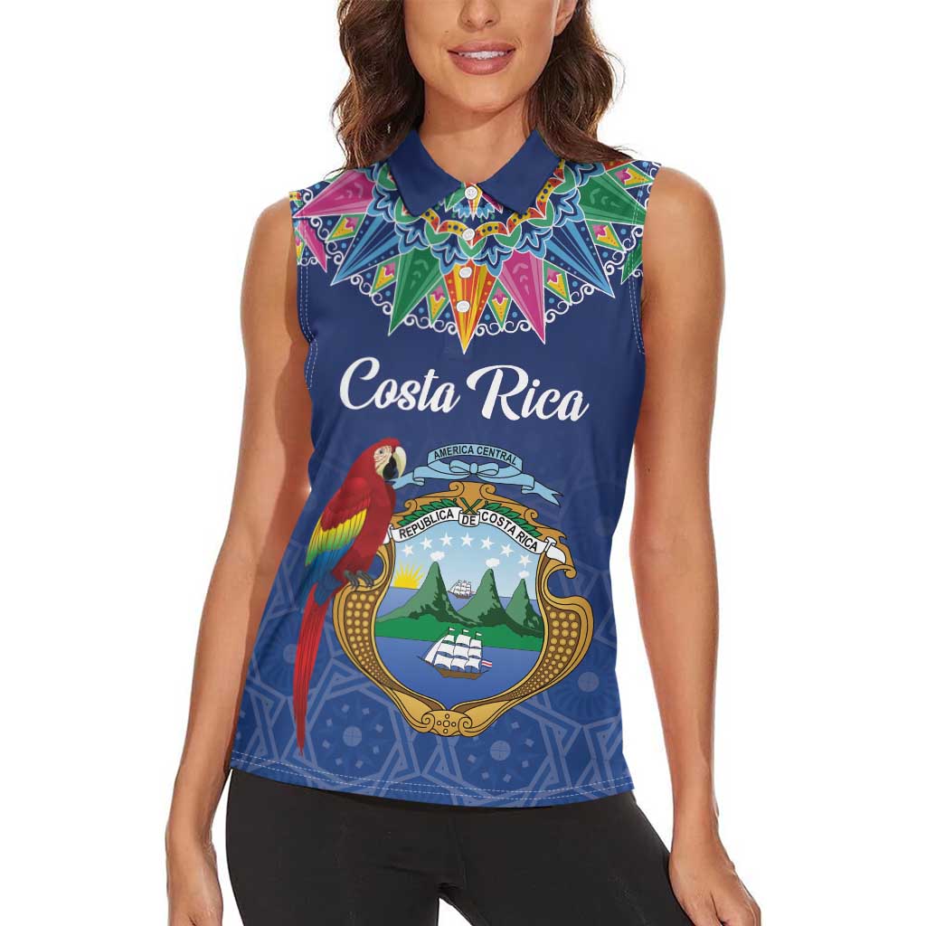 Pura Vida Costa Rica Personalized Women Sleeveless Polo Shirt Oxcart Ornate Inspired - Wonder Print Shop