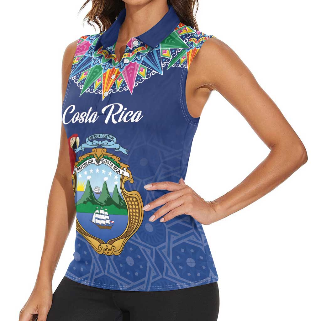 Pura Vida Costa Rica Personalized Women Sleeveless Polo Shirt Oxcart Ornate Inspired - Wonder Print Shop