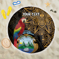 Pura Vida Costa Rica Personalized Beach Blanket Oxcart Ornate Inspired Gold Pattern - Wonder Print Shop