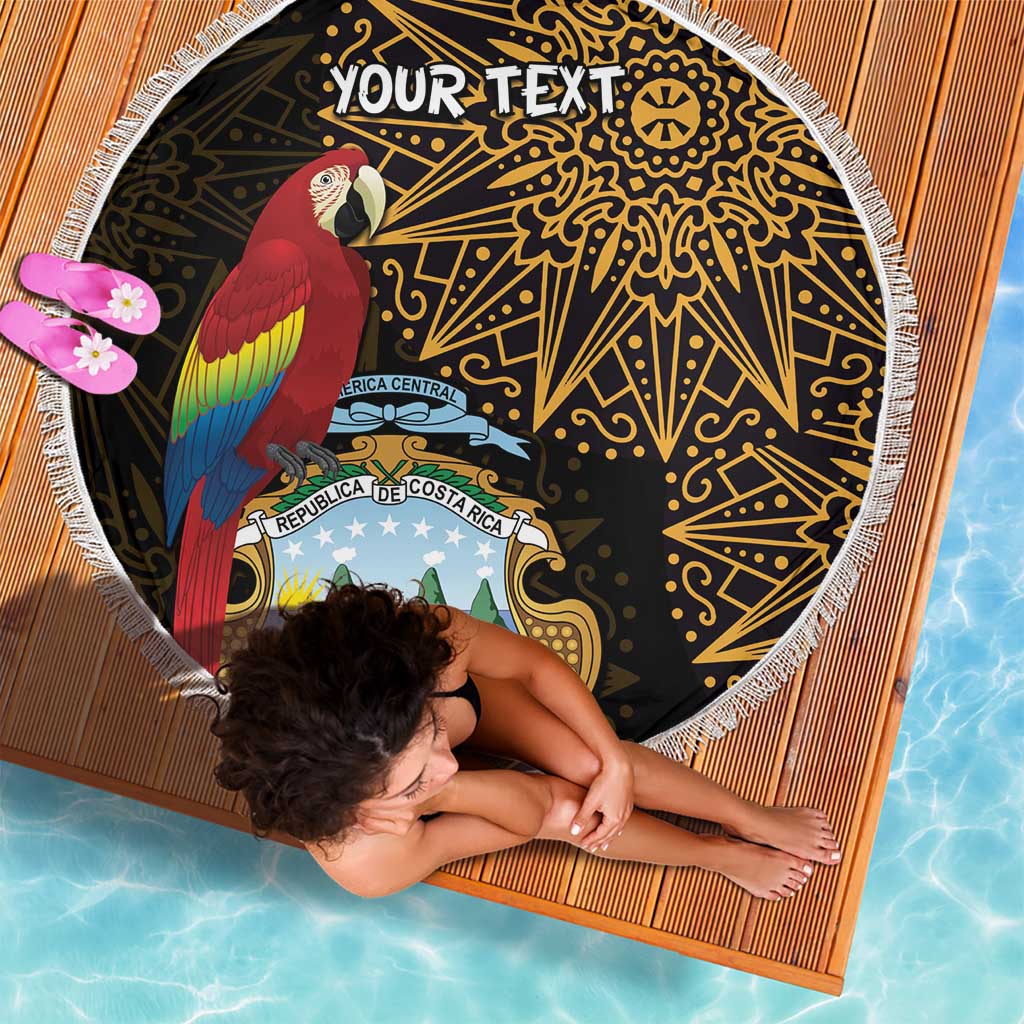 Pura Vida Costa Rica Personalized Beach Blanket Oxcart Ornate Inspired Gold Pattern - Wonder Print Shop