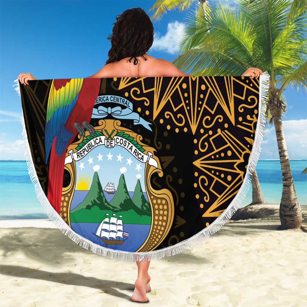 Pura Vida Costa Rica Personalized Beach Blanket Oxcart Ornate Inspired Gold Pattern - Wonder Print Shop