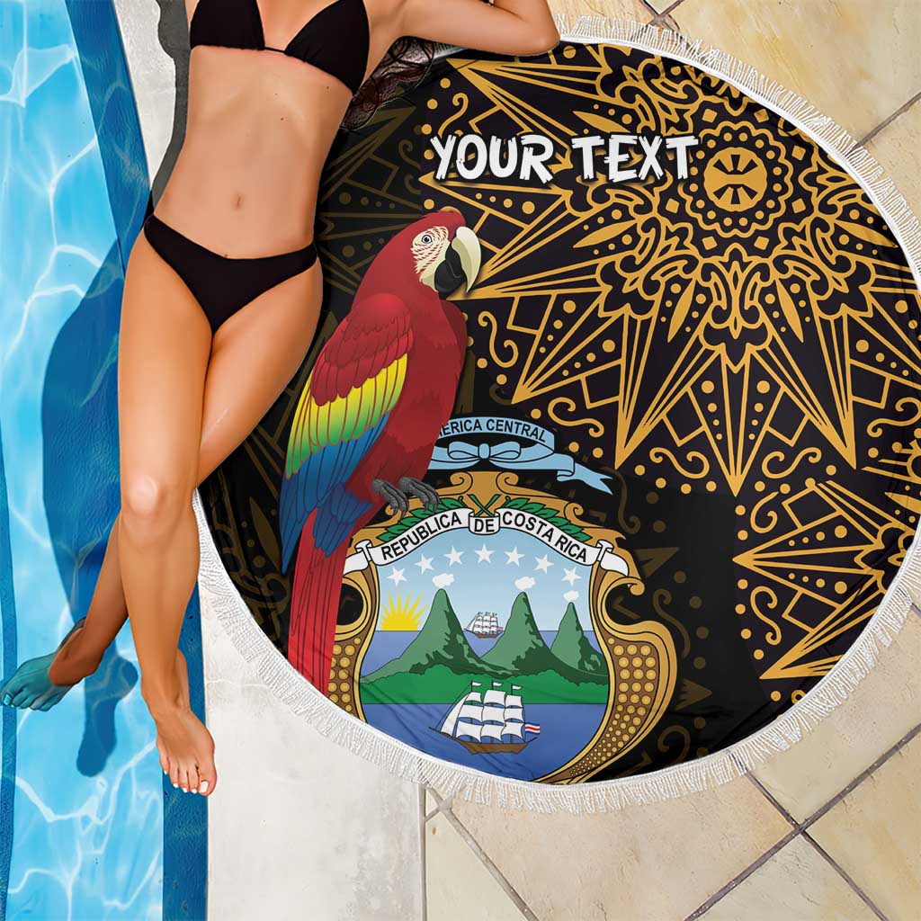 Pura Vida Costa Rica Personalized Beach Blanket Oxcart Ornate Inspired Gold Pattern - Wonder Print Shop