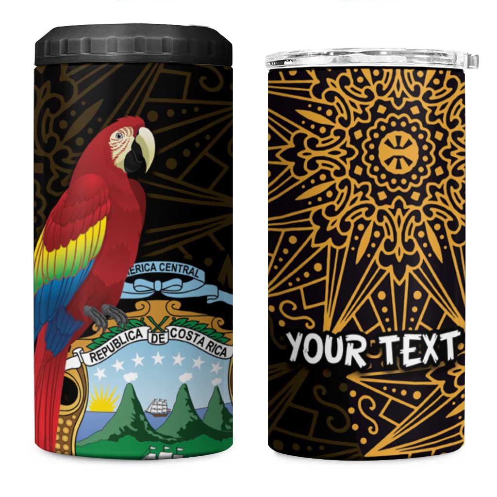 Pura Vida Costa Rica Personalized 4 in 1 Can Cooler Tumbler Oxcart Ornate Inspired Gold Pattern - Wonder Print Shop