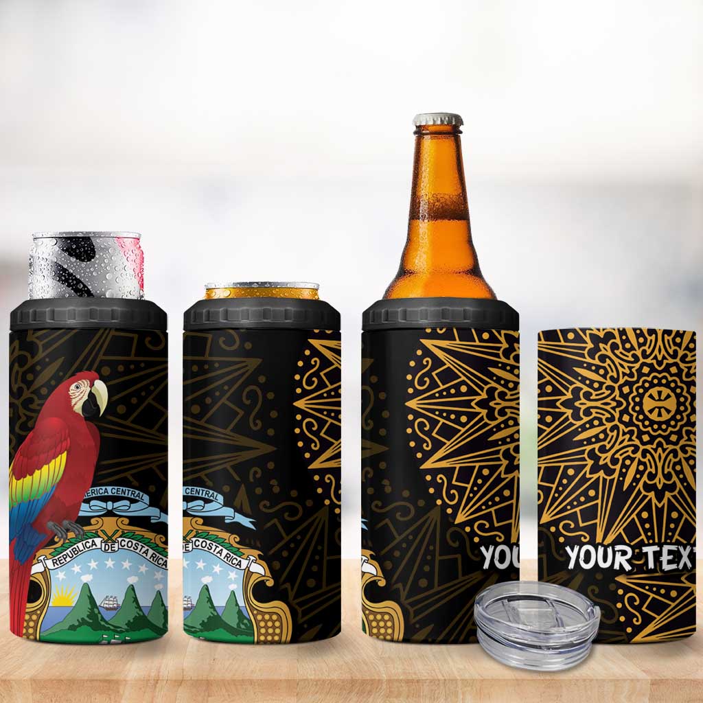 Pura Vida Costa Rica Personalized 4 in 1 Can Cooler Tumbler Oxcart Ornate Inspired Gold Pattern - Wonder Print Shop