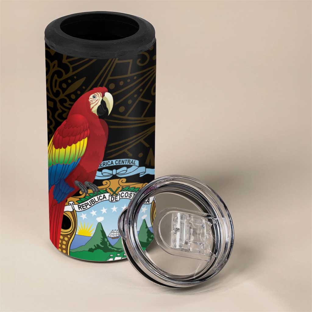 Pura Vida Costa Rica Personalized 4 in 1 Can Cooler Tumbler Oxcart Ornate Inspired Gold Pattern - Wonder Print Shop