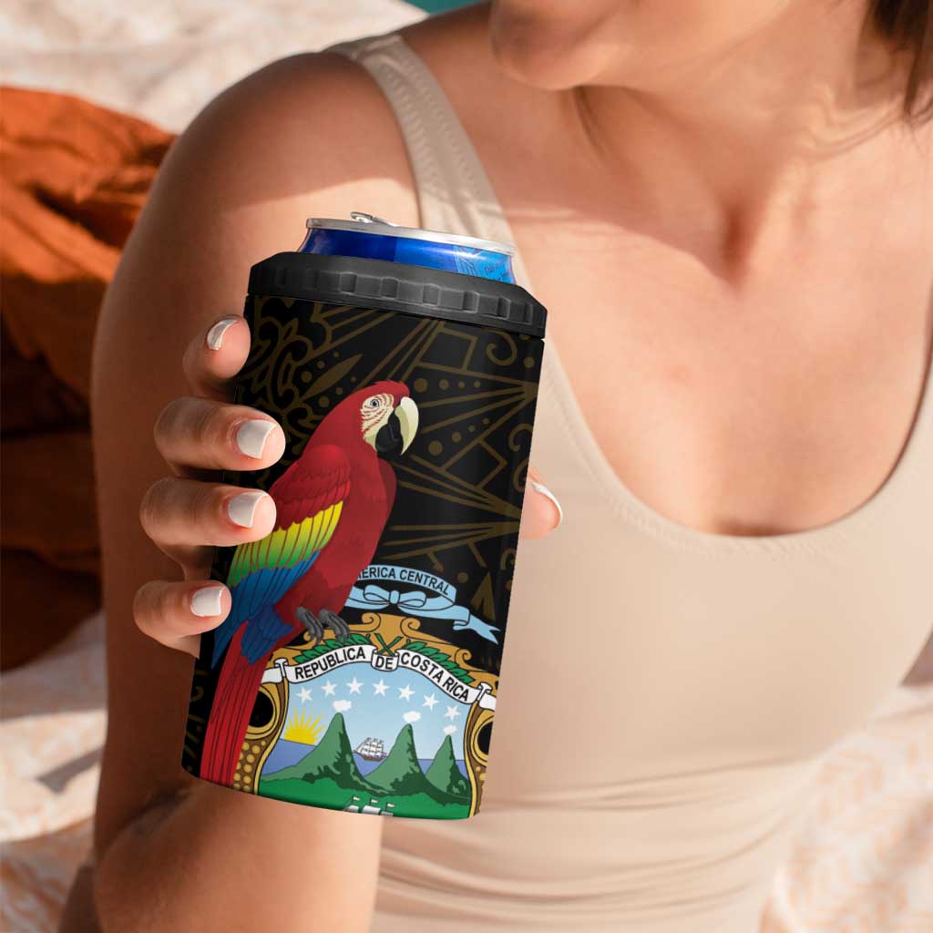 Pura Vida Costa Rica Personalized 4 in 1 Can Cooler Tumbler Oxcart Ornate Inspired Gold Pattern - Wonder Print Shop