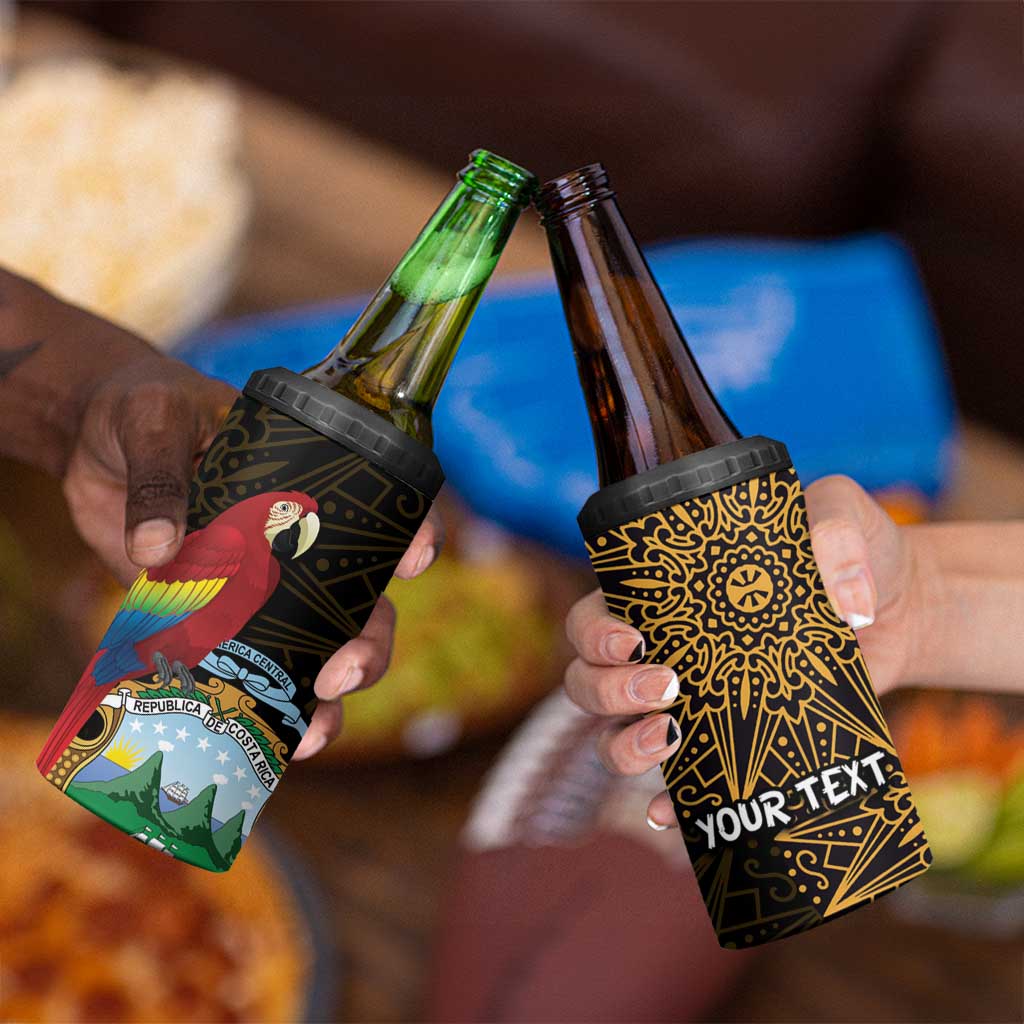 Pura Vida Costa Rica Personalized 4 in 1 Can Cooler Tumbler Oxcart Ornate Inspired Gold Pattern - Wonder Print Shop