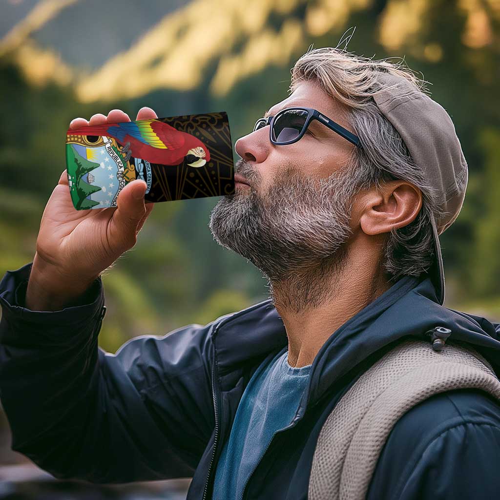 Pura Vida Costa Rica Personalized 4 in 1 Can Cooler Tumbler Oxcart Ornate Inspired Gold Pattern - Wonder Print Shop