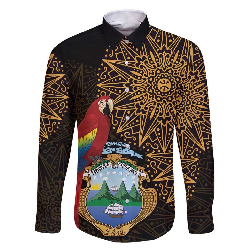 Pura Vida Costa Rica Personalized Family Matching Long Sleeve Bodycon Dress and Hawaiian Shirt Oxcart Ornate Inspired Gold Pattern - Wonder Print Shop