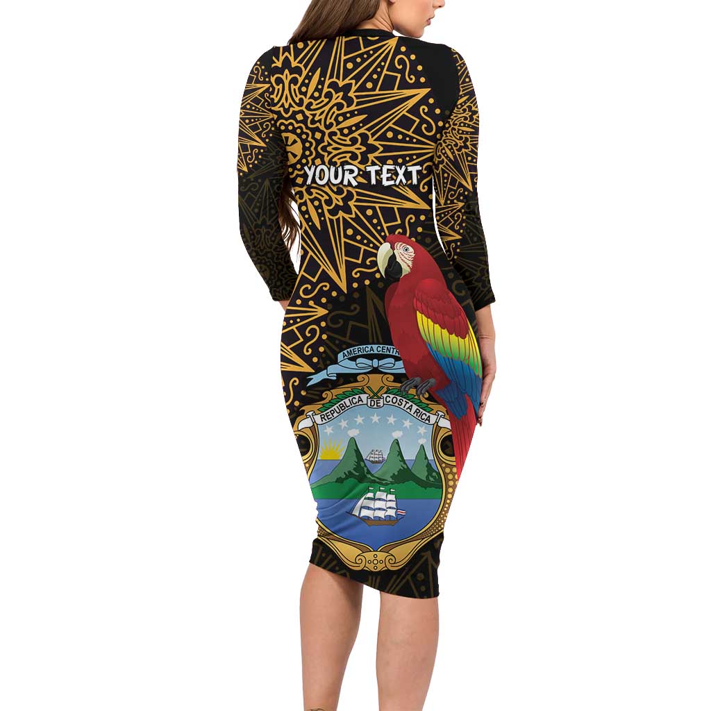 Pura Vida Costa Rica Personalized Family Matching Long Sleeve Bodycon Dress and Hawaiian Shirt Oxcart Ornate Inspired Gold Pattern - Wonder Print Shop