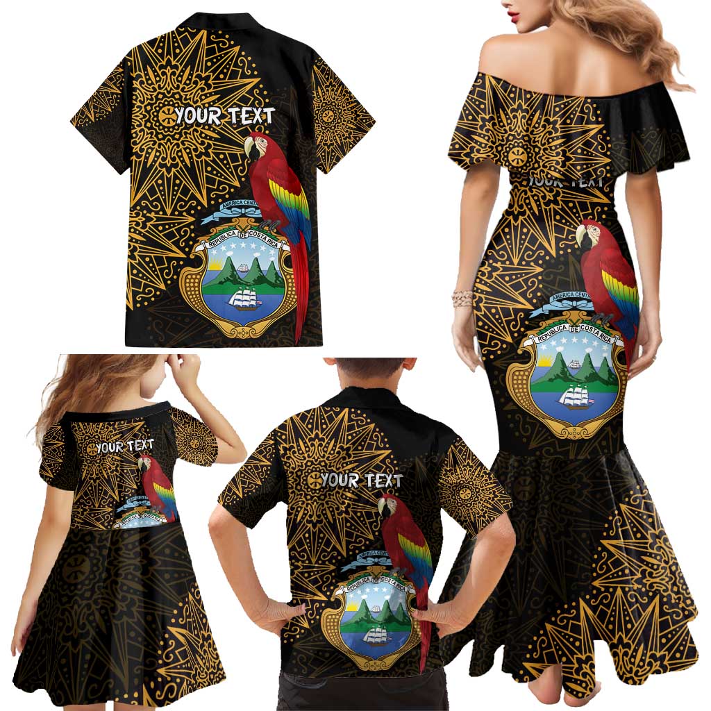 Pura Vida Costa Rica Personalized Family Matching Mermaid Dress and Hawaiian Shirt Oxcart Ornate Inspired Gold Pattern - Wonder Print Shop