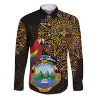 Pura Vida Costa Rica Personalized Family Matching Off The Shoulder Long Sleeve Dress and Hawaiian Shirt Oxcart Ornate Inspired Gold Pattern - Wonder Print Shop