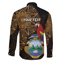 Pura Vida Costa Rica Personalized Family Matching Off The Shoulder Long Sleeve Dress and Hawaiian Shirt Oxcart Ornate Inspired Gold Pattern - Wonder Print Shop