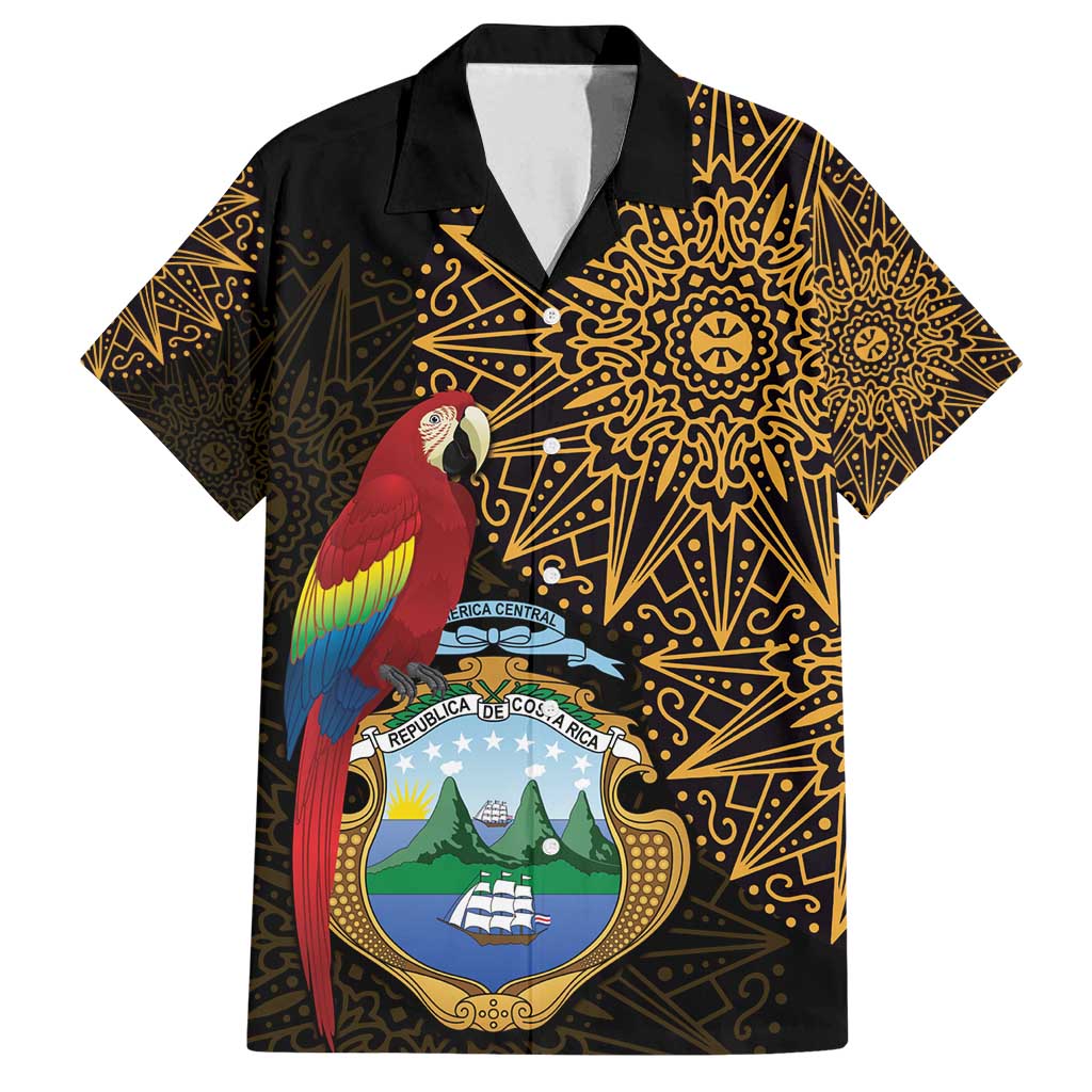 Pura Vida Costa Rica Personalized Family Matching Off Shoulder Short Dress and Hawaiian Shirt Oxcart Ornate Inspired Gold Pattern - Wonder Print Shop