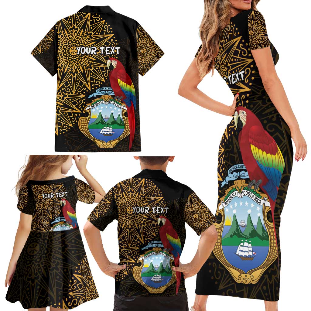 Pura Vida Costa Rica Personalized Family Matching Short Sleeve Bodycon Dress and Hawaiian Shirt Oxcart Ornate Inspired Gold Pattern - Wonder Print Shop