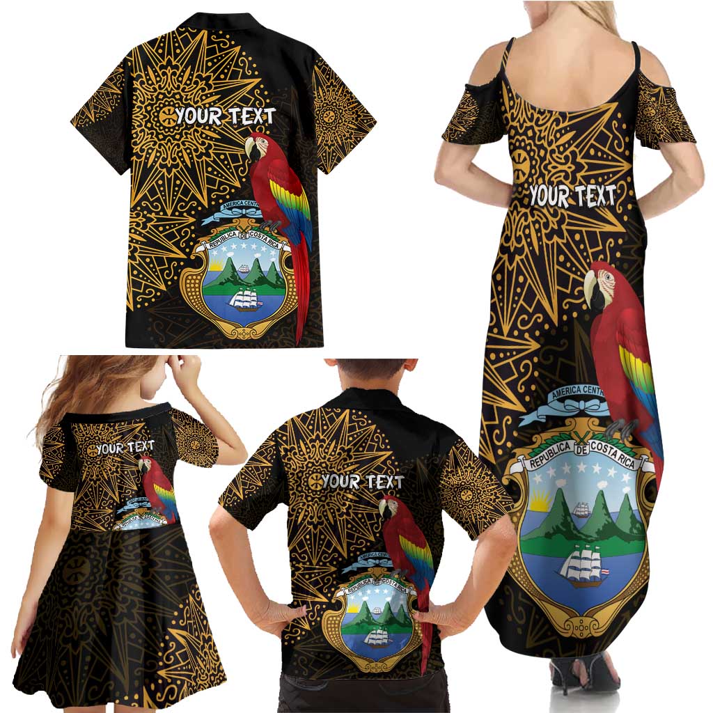 Pura Vida Costa Rica Personalized Family Matching Summer Maxi Dress and Hawaiian Shirt Oxcart Ornate Inspired Gold Pattern - Wonder Print Shop
