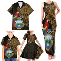 Pura Vida Costa Rica Personalized Family Matching Tank Maxi Dress and Hawaiian Shirt Oxcart Ornate Inspired Gold Pattern - Wonder Print Shop