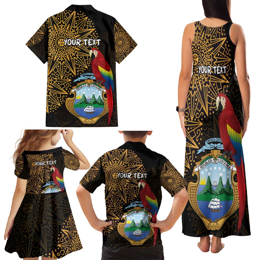 Pura Vida Costa Rica Personalized Family Matching Tank Maxi Dress and Hawaiian Shirt Oxcart Ornate Inspired Gold Pattern - Wonder Print Shop