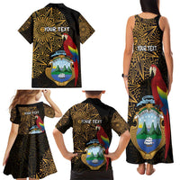 Pura Vida Costa Rica Personalized Family Matching Tank Maxi Dress and Hawaiian Shirt Oxcart Ornate Inspired Gold Pattern - Wonder Print Shop