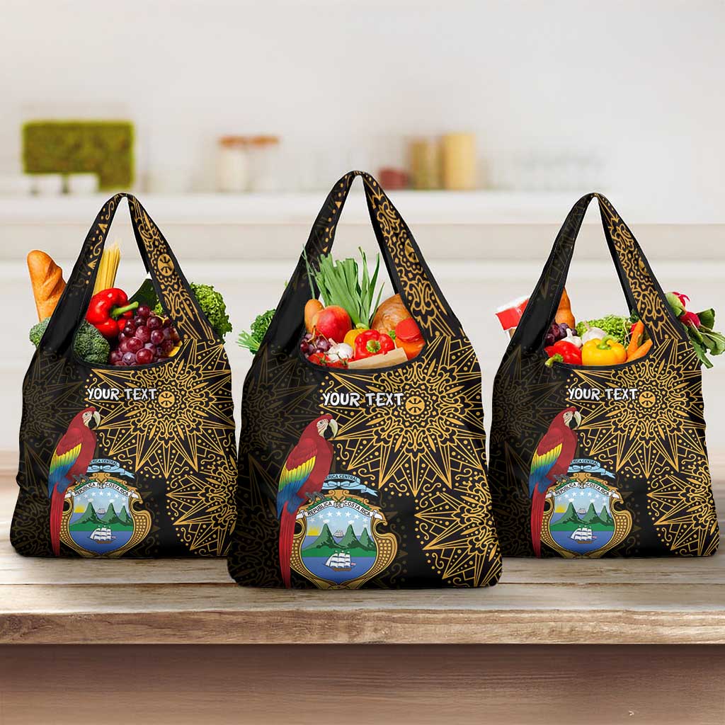 Pura Vida Costa Rica Personalized Grocery Bag Oxcart Ornate Inspired Gold Pattern - Wonder Print Shop