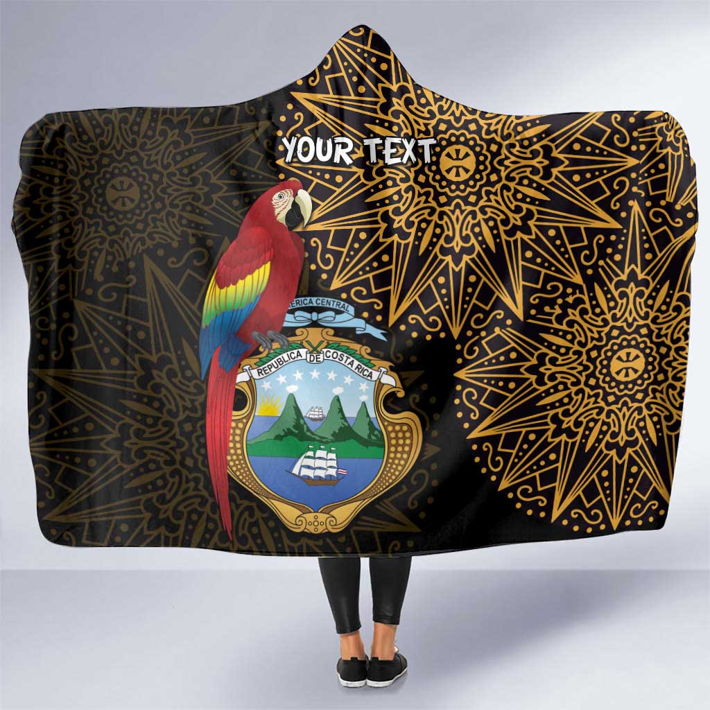 Pura Vida Costa Rica Personalized Hooded Blanket Oxcart Ornate Inspired Gold Pattern - Wonder Print Shop