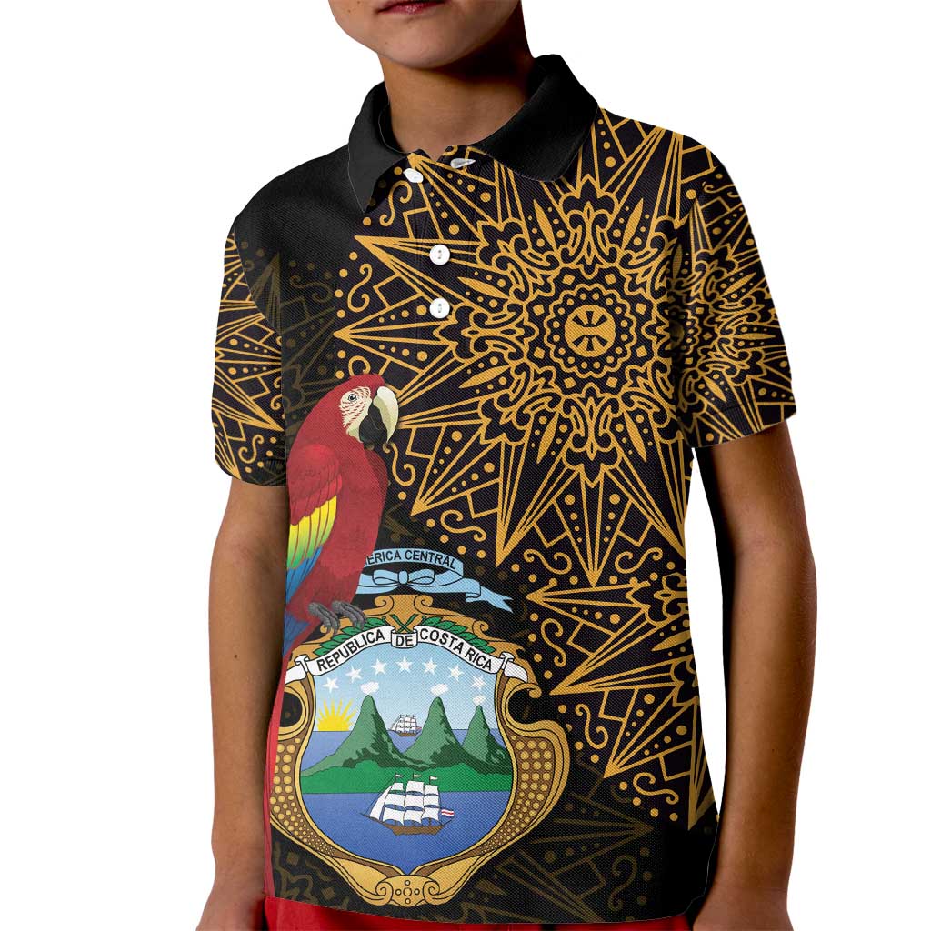 Pura Vida Costa Rica Personalized Kid Polo Shirt Oxcart Ornate Inspired Gold Pattern - Wonder Print Shop