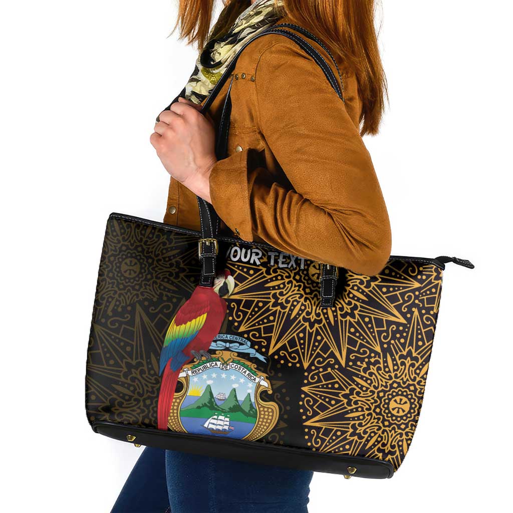 Pura Vida Costa Rica Personalized Leather Tote Bag Oxcart Ornate Inspired Gold Pattern - Wonder Print Shop