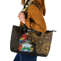 Pura Vida Costa Rica Personalized Leather Tote Bag Oxcart Ornate Inspired Gold Pattern - Wonder Print Shop