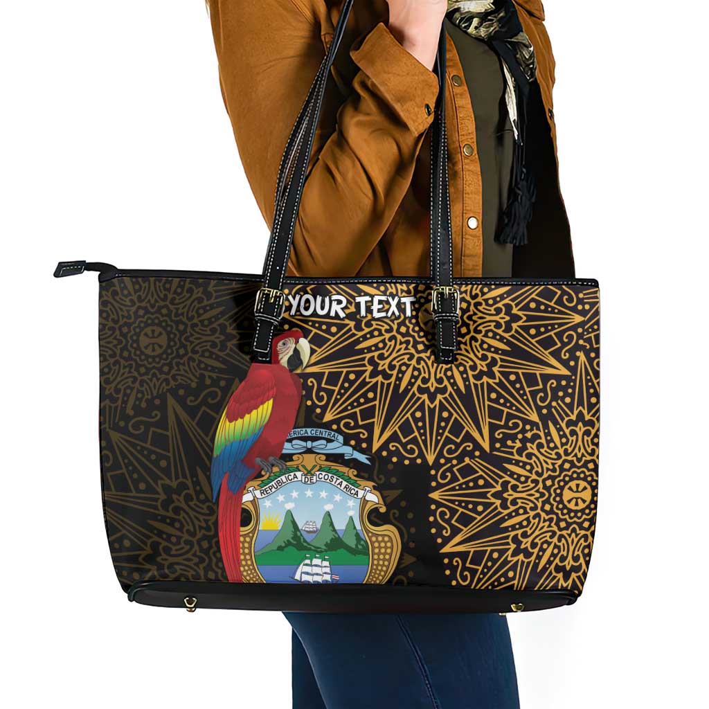 Pura Vida Costa Rica Personalized Leather Tote Bag Oxcart Ornate Inspired Gold Pattern - Wonder Print Shop