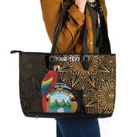 Pura Vida Costa Rica Personalized Leather Tote Bag Oxcart Ornate Inspired Gold Pattern - Wonder Print Shop