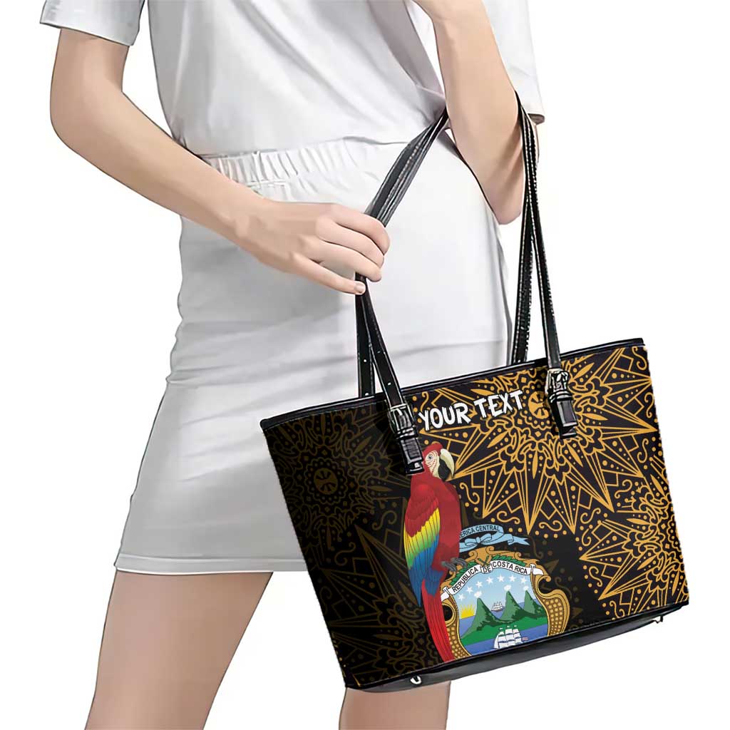 Pura Vida Costa Rica Personalized Leather Tote Bag Oxcart Ornate Inspired Gold Pattern - Wonder Print Shop