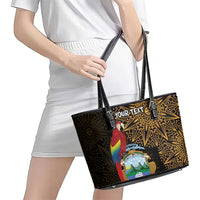 Pura Vida Costa Rica Personalized Leather Tote Bag Oxcart Ornate Inspired Gold Pattern - Wonder Print Shop