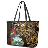 Pura Vida Costa Rica Personalized Leather Tote Bag Oxcart Ornate Inspired Gold Pattern - Wonder Print Shop