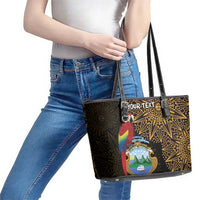 Pura Vida Costa Rica Personalized Leather Tote Bag Oxcart Ornate Inspired Gold Pattern - Wonder Print Shop