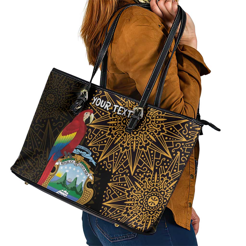 Pura Vida Costa Rica Personalized Leather Tote Bag Oxcart Ornate Inspired Gold Pattern - Wonder Print Shop