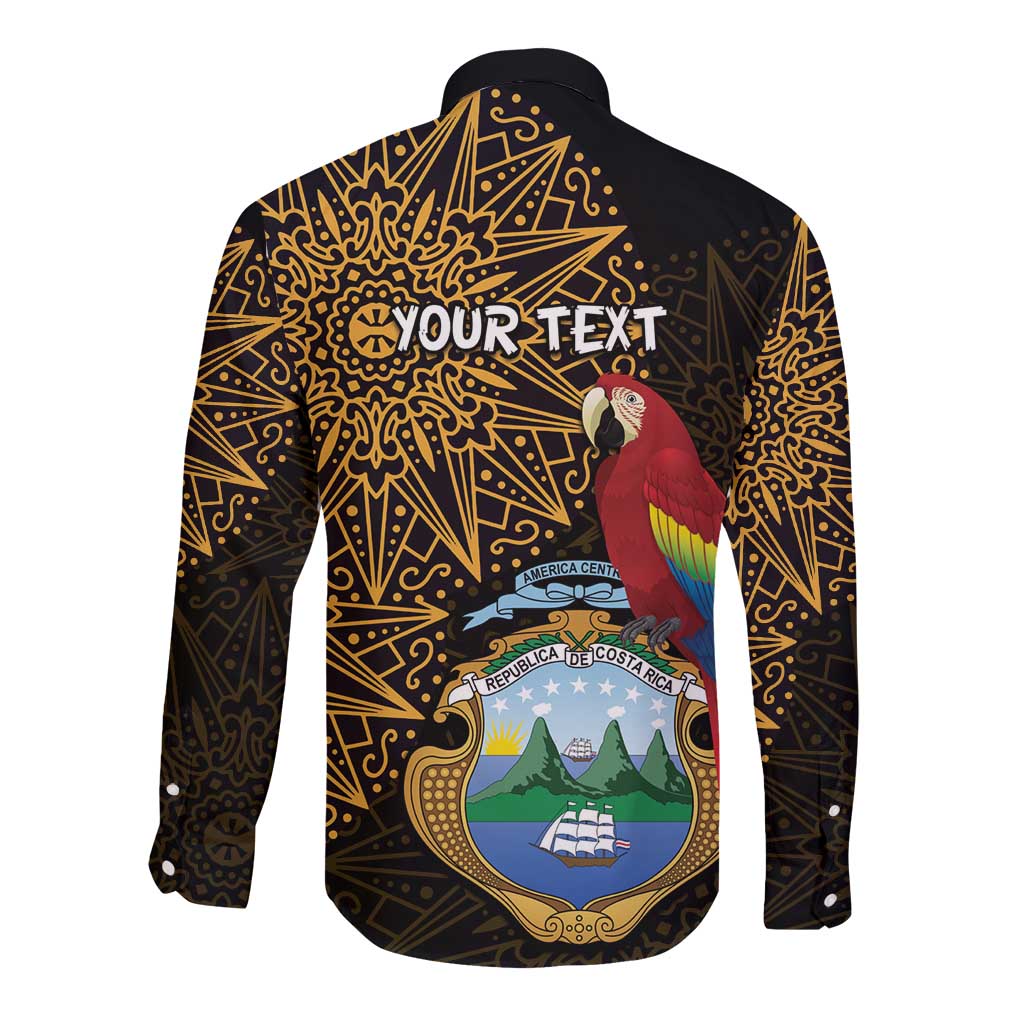 Pura Vida Costa Rica Personalized Long Sleeve Button Shirt Oxcart Ornate Inspired Gold Pattern - Wonder Print Shop