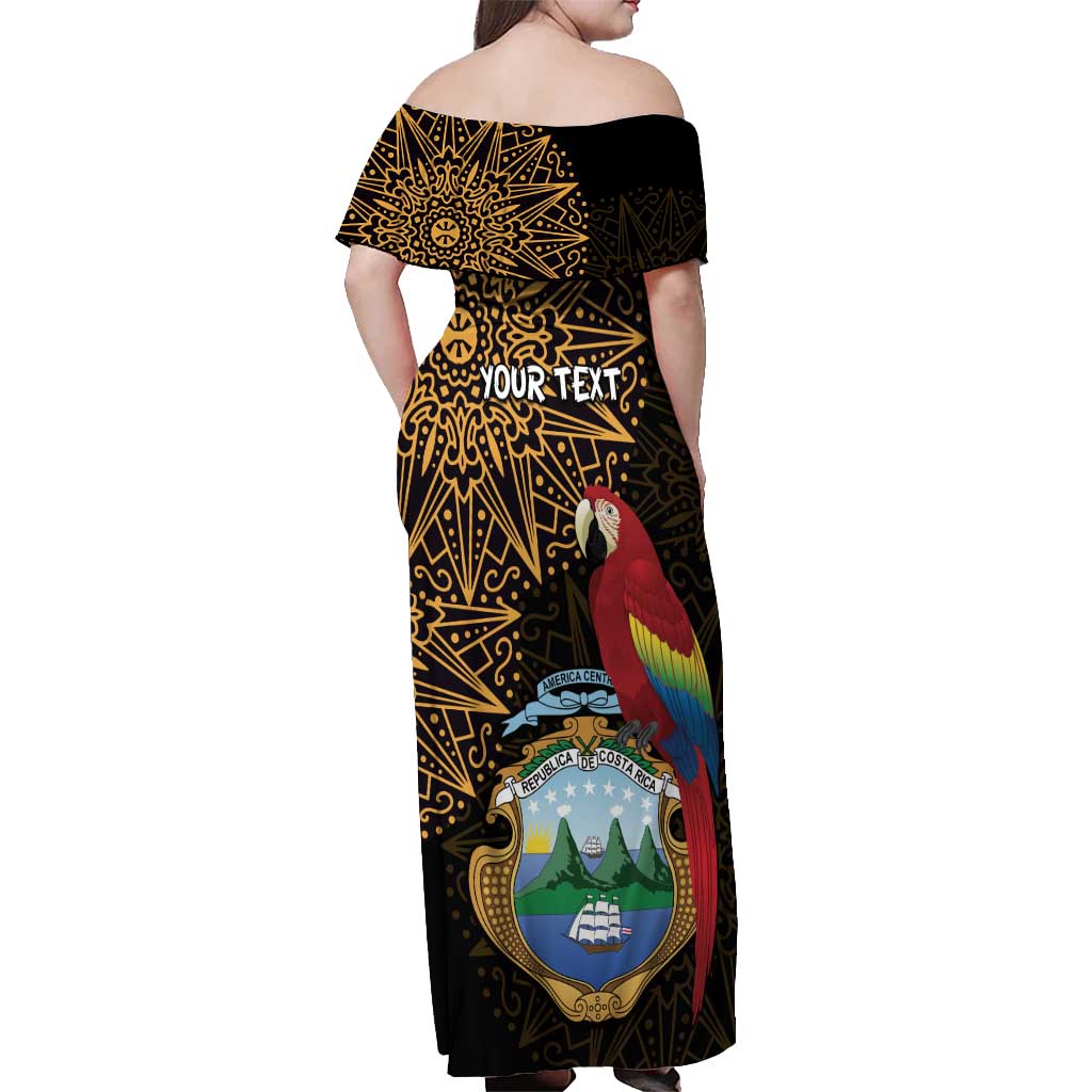Pura Vida Costa Rica Personalized Off Shoulder Maxi Dress Oxcart Ornate Inspired Gold Pattern - Wonder Print Shop