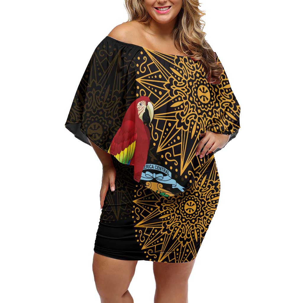 Pura Vida Costa Rica Personalized Off Shoulder Short Dress Oxcart Ornate Inspired Gold Pattern - Wonder Print Shop