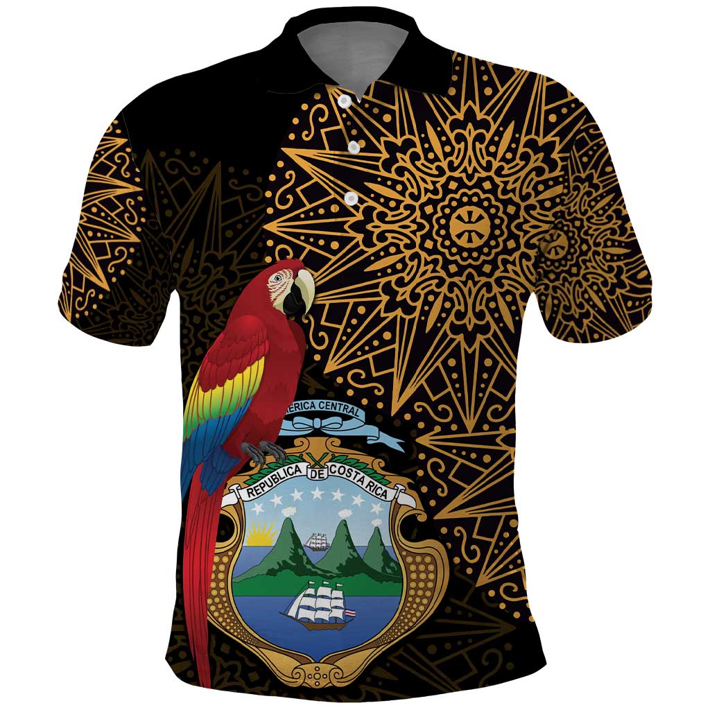 Pura Vida Costa Rica Personalized Polo Shirt Oxcart Ornate Inspired Gold Pattern - Wonder Print Shop