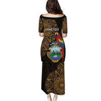 Pura Vida Costa Rica Personalized Puletasi Oxcart Ornate Inspired Gold Pattern - Wonder Print Shop