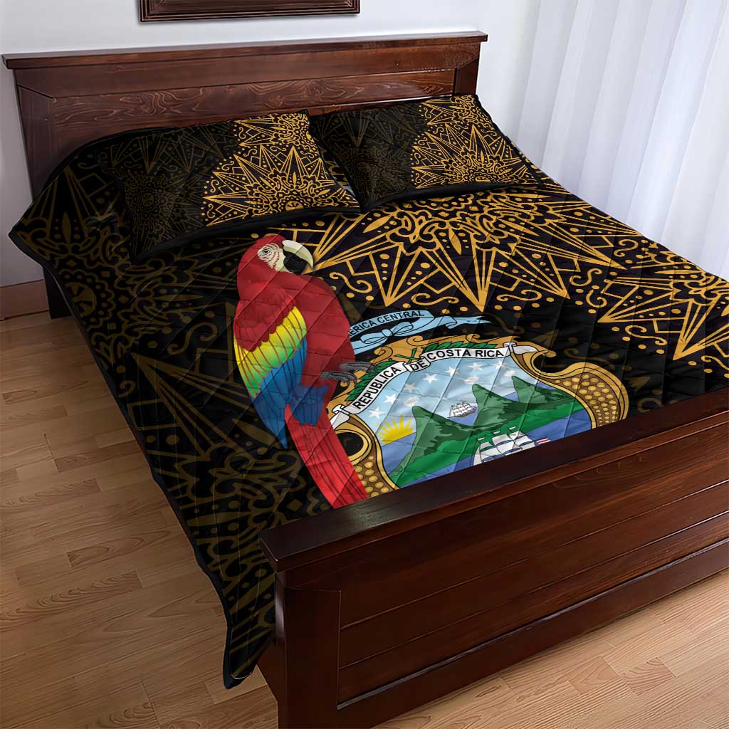 Pura Vida Costa Rica Personalized Quilt Bed Set Oxcart Ornate Inspired Gold Pattern - Wonder Print Shop