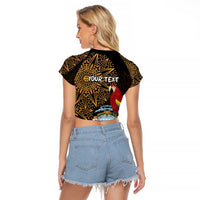 Pura Vida Costa Rica Personalized Raglan Cropped T Shirt Oxcart Ornate Inspired Gold Pattern - Wonder Print Shop