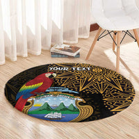 Pura Vida Costa Rica Personalized Round Carpet Oxcart Ornate Inspired Gold Pattern - Wonder Print Shop