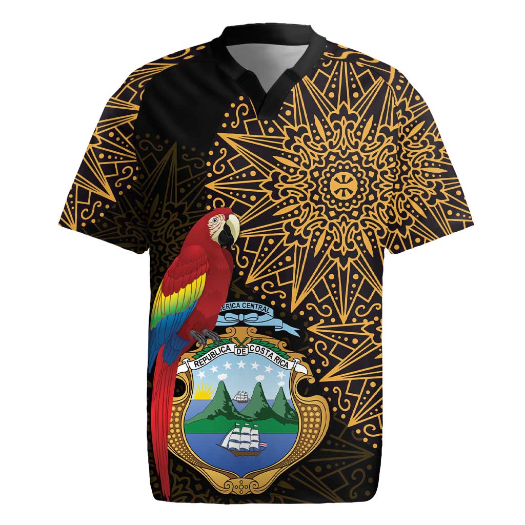 Pura Vida Costa Rica Personalized Rugby Jersey Oxcart Ornate Inspired Gold Pattern - Wonder Print Shop