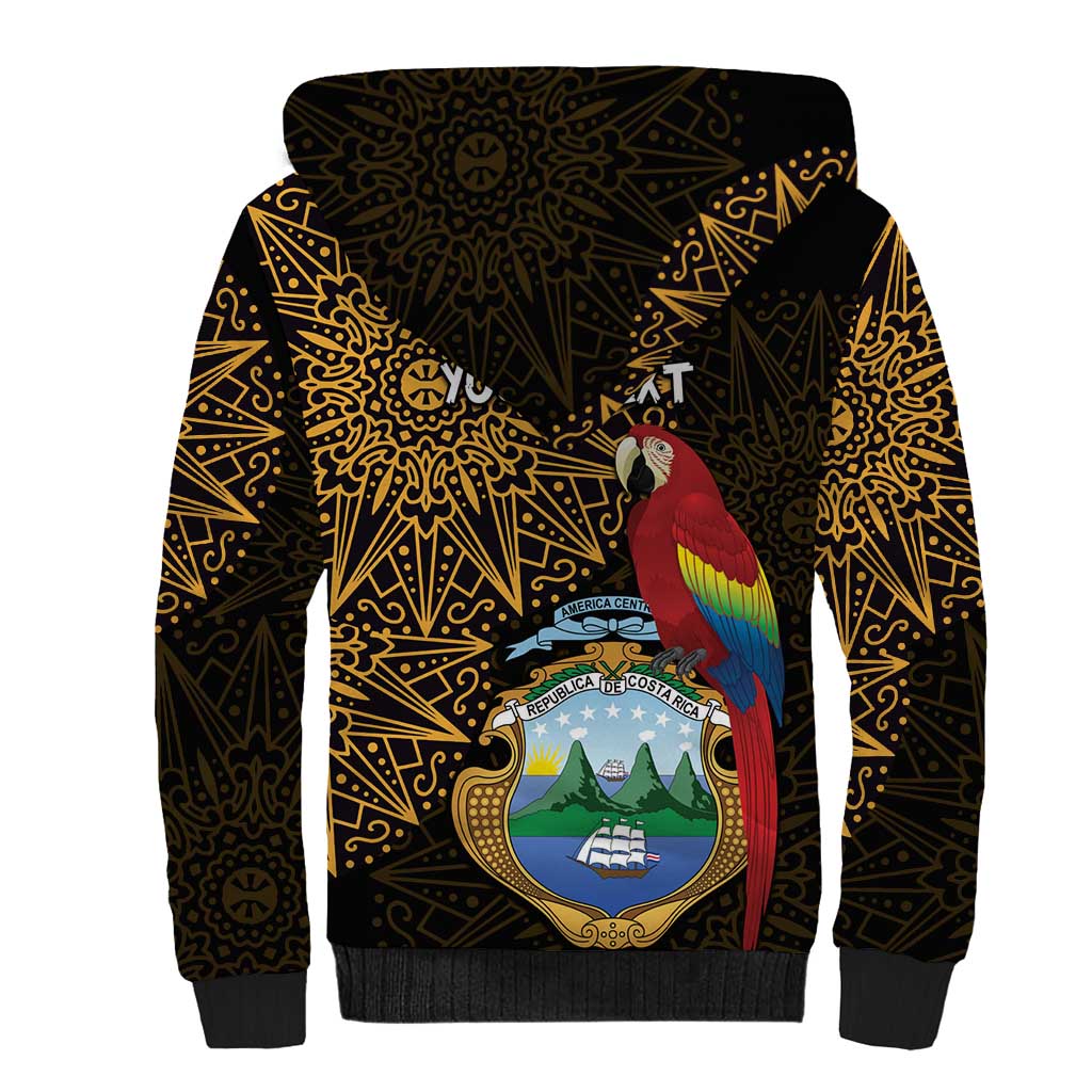 Pura Vida Costa Rica Personalized Sherpa Hoodie Oxcart Ornate Inspired Gold Pattern - Wonder Print Shop
