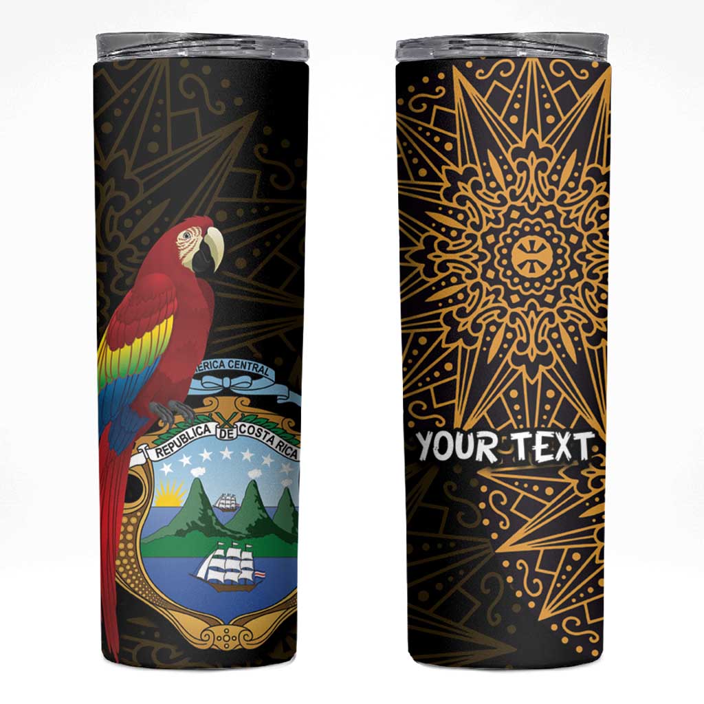 Pura Vida Costa Rica Personalized Skinny Tumbler Oxcart Ornate Inspired Gold Pattern - Wonder Print Shop