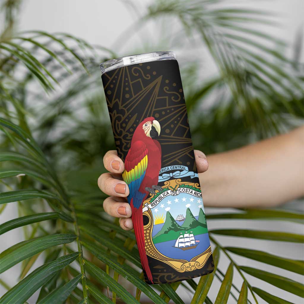 Pura Vida Costa Rica Personalized Skinny Tumbler Oxcart Ornate Inspired Gold Pattern - Wonder Print Shop