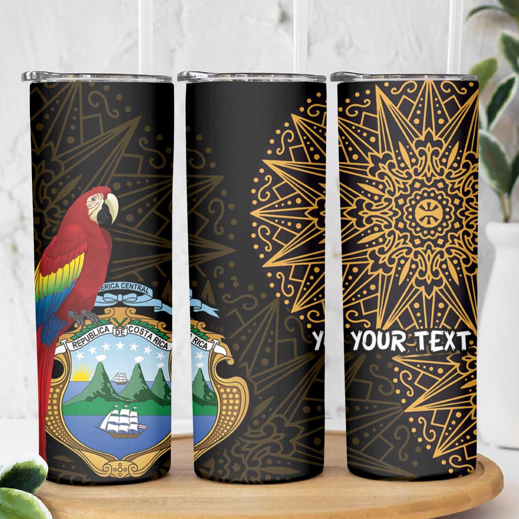 Pura Vida Costa Rica Personalized Skinny Tumbler Oxcart Ornate Inspired Gold Pattern - Wonder Print Shop